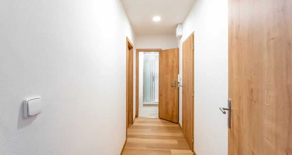 Bright modern home interior with spacious hallway