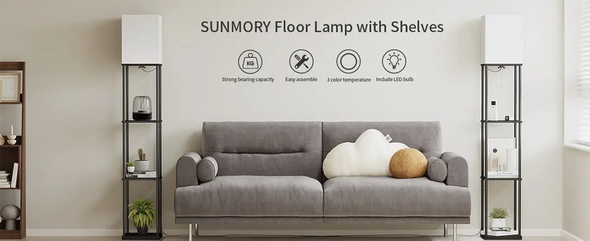 SUNMORY Floor Lamp with Shelves