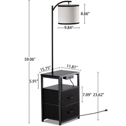 SUNMORY LED Floor Lamp with Table & 2 Drawers