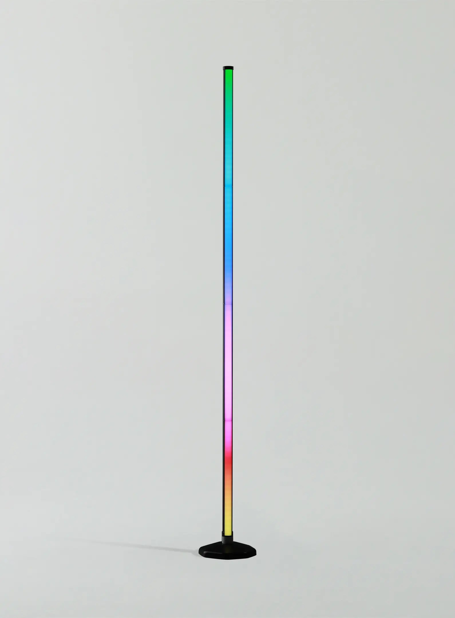 RGB smart floor lamp displaying a rainbow color gradient. Modern ambient lighting #Color_Black