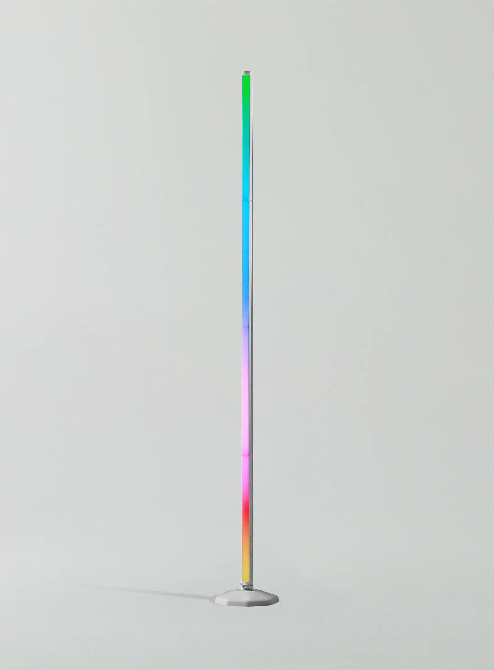 Slim white standing lamp with RGB LED color changing, showing a rainbow gradient #Color_White